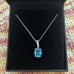 Macy's Silver Necklace with Blue Gemstone